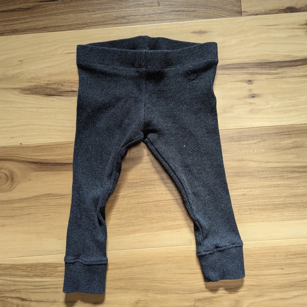 Nordstrom Size 2T Charcoal Gray Ribbed Cotton Leggings